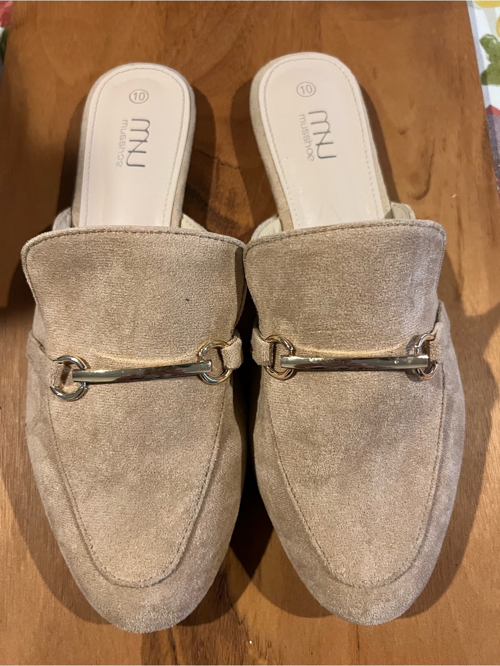 Miu Miu Beige Suede Horsebit Backless Loafer Mules